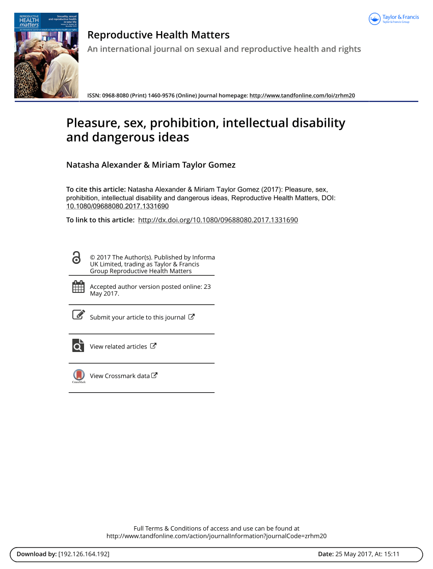 PDF Pleasure sex prohibition intellectual disability and