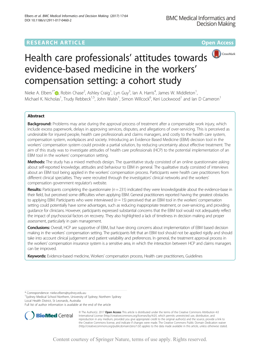 (PDF) Health care professionals' attitudes towards evidence-based ...