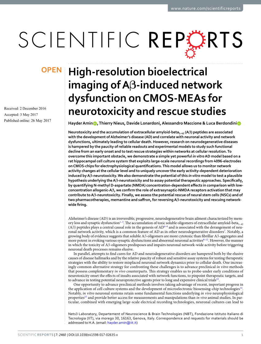 PDF) High-resolution bioelectrical imaging of A -induced network ...