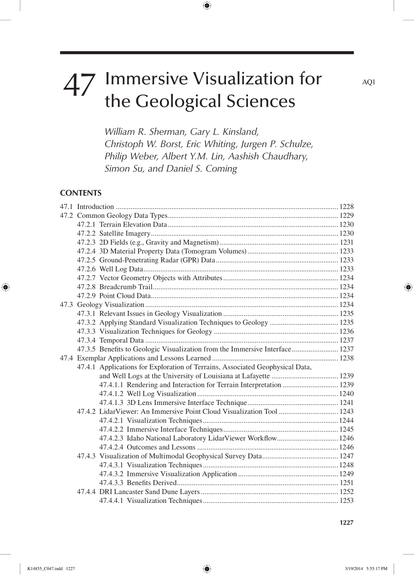 PDF) Immersive Visualization for the Geological Sciences