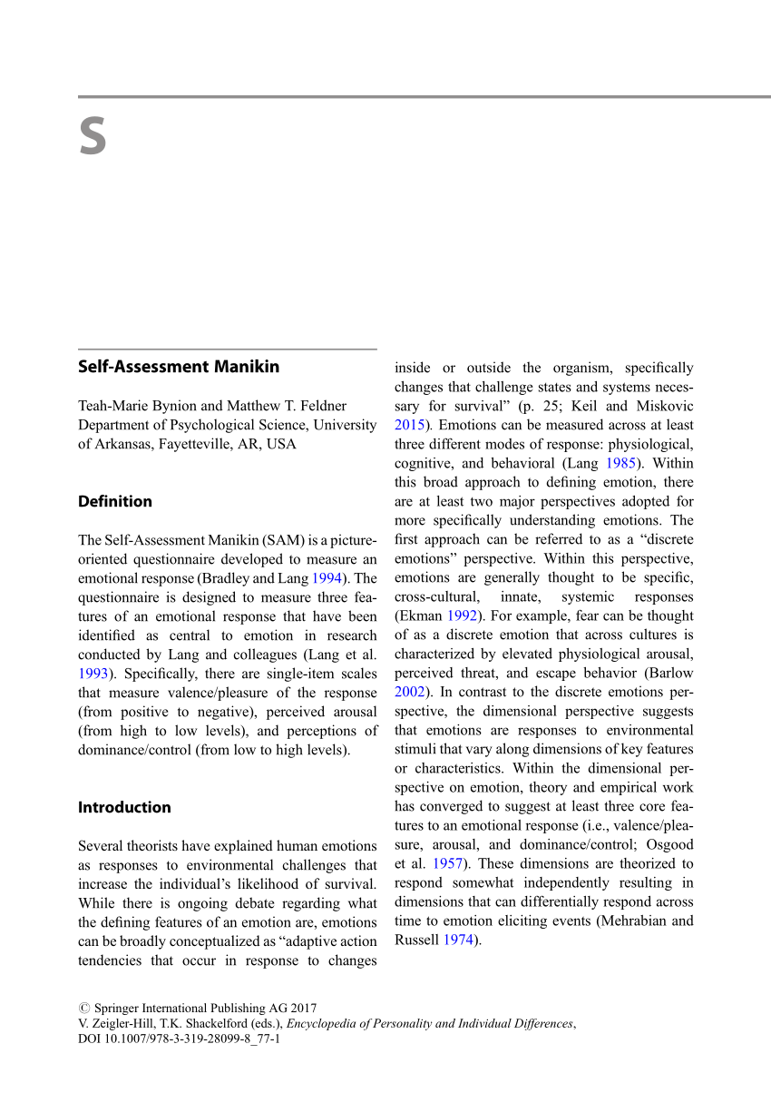 Pdf Self Assessment Manikin