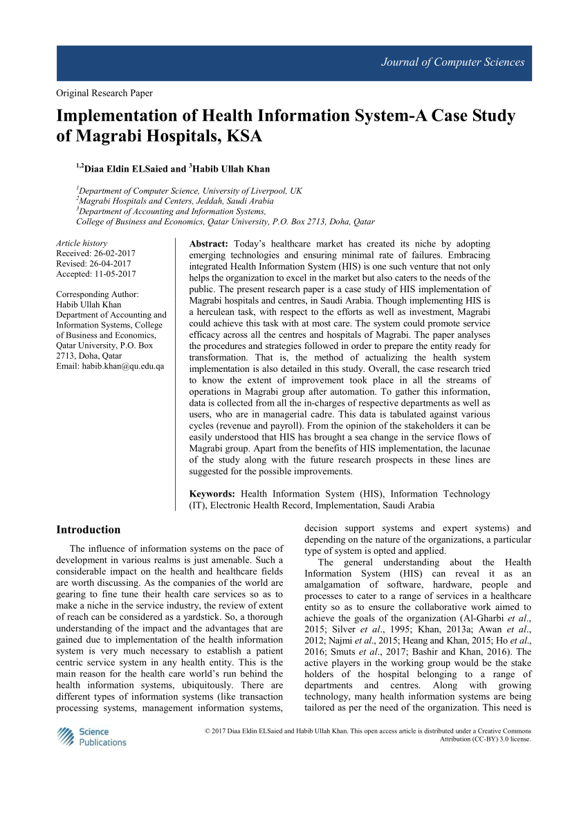 case study of information system implementation in healthcare