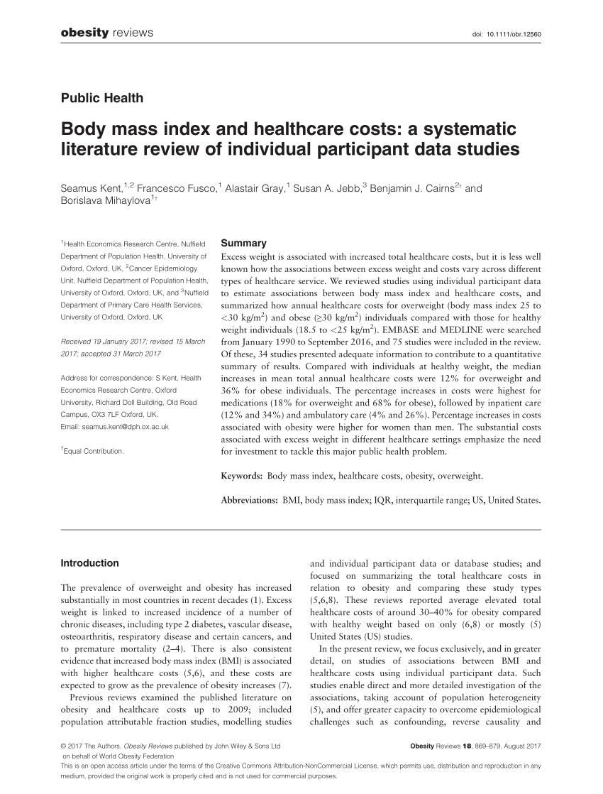 literature review on body mass index