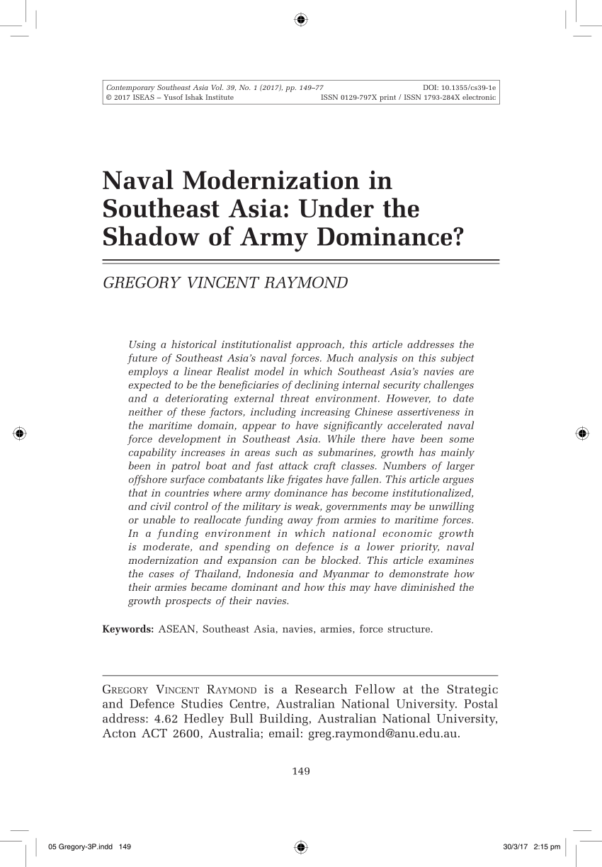 Pdf Naval Modernization In Southeast Asia Under The Shadow Of Army Dominance