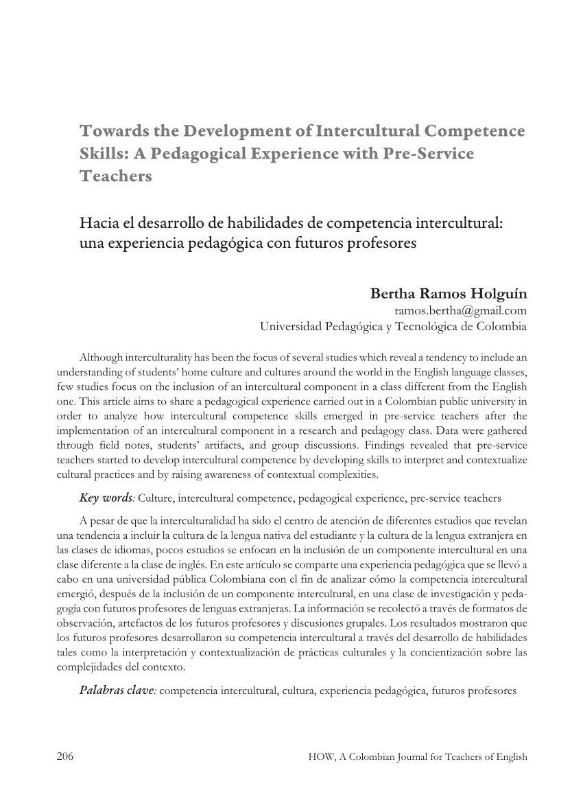 Pdf Towards The Development Of Intercultural Competence Skills A Pedagogical Experience With Pre Service Teachers Hacia El Desarrollo De Habilidades De Competencia Intercultural Una Experiencia Pedagogica Con Futuros Profesores