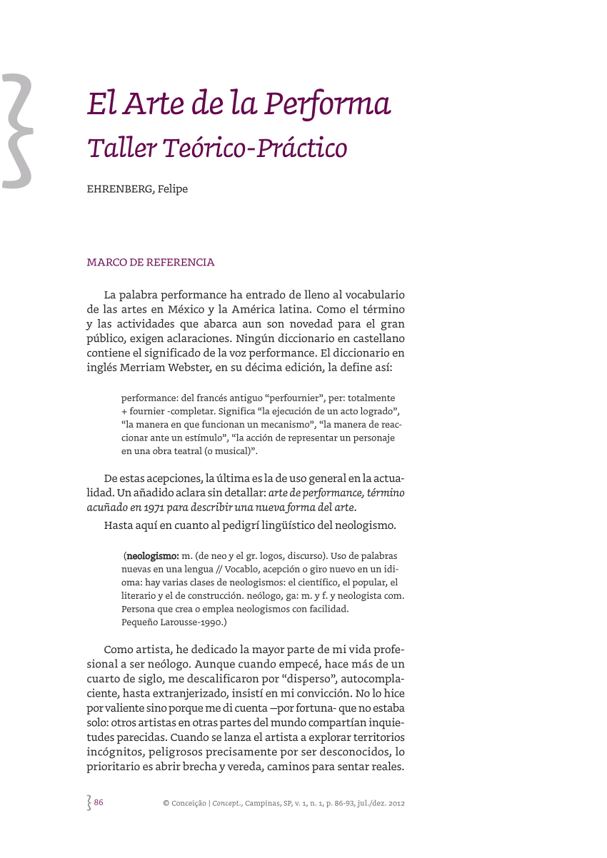 Pdf El Arte De La Performa Taller Teórico Práctico 2664