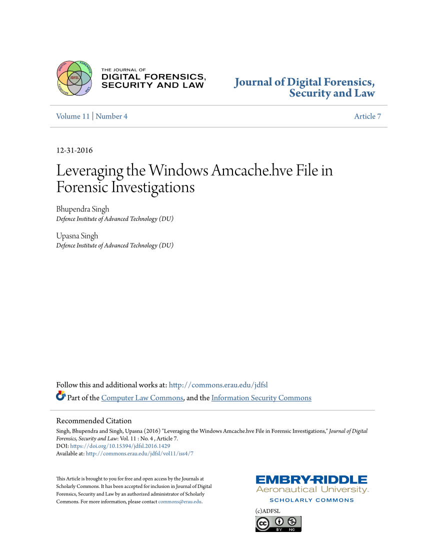 Pdf Leveraging The Windows Amcache Hve File In Forensic Investigations
