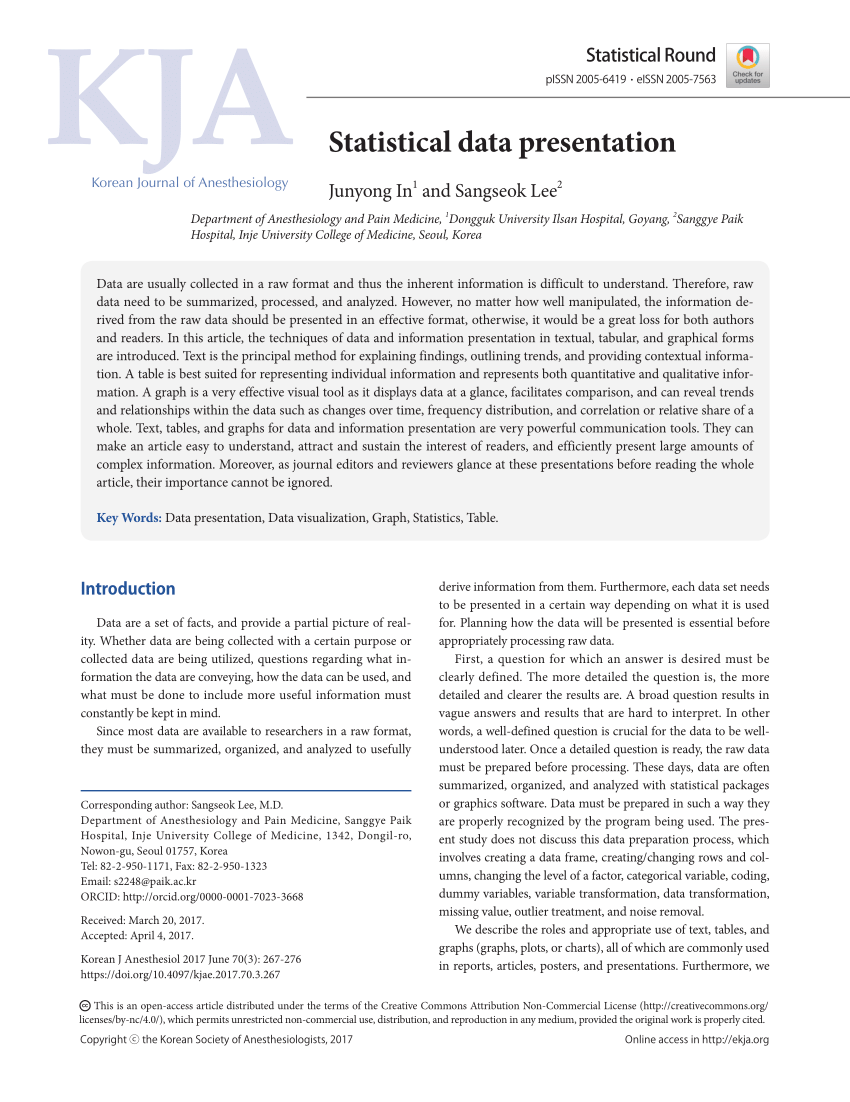 data presentation in research paper