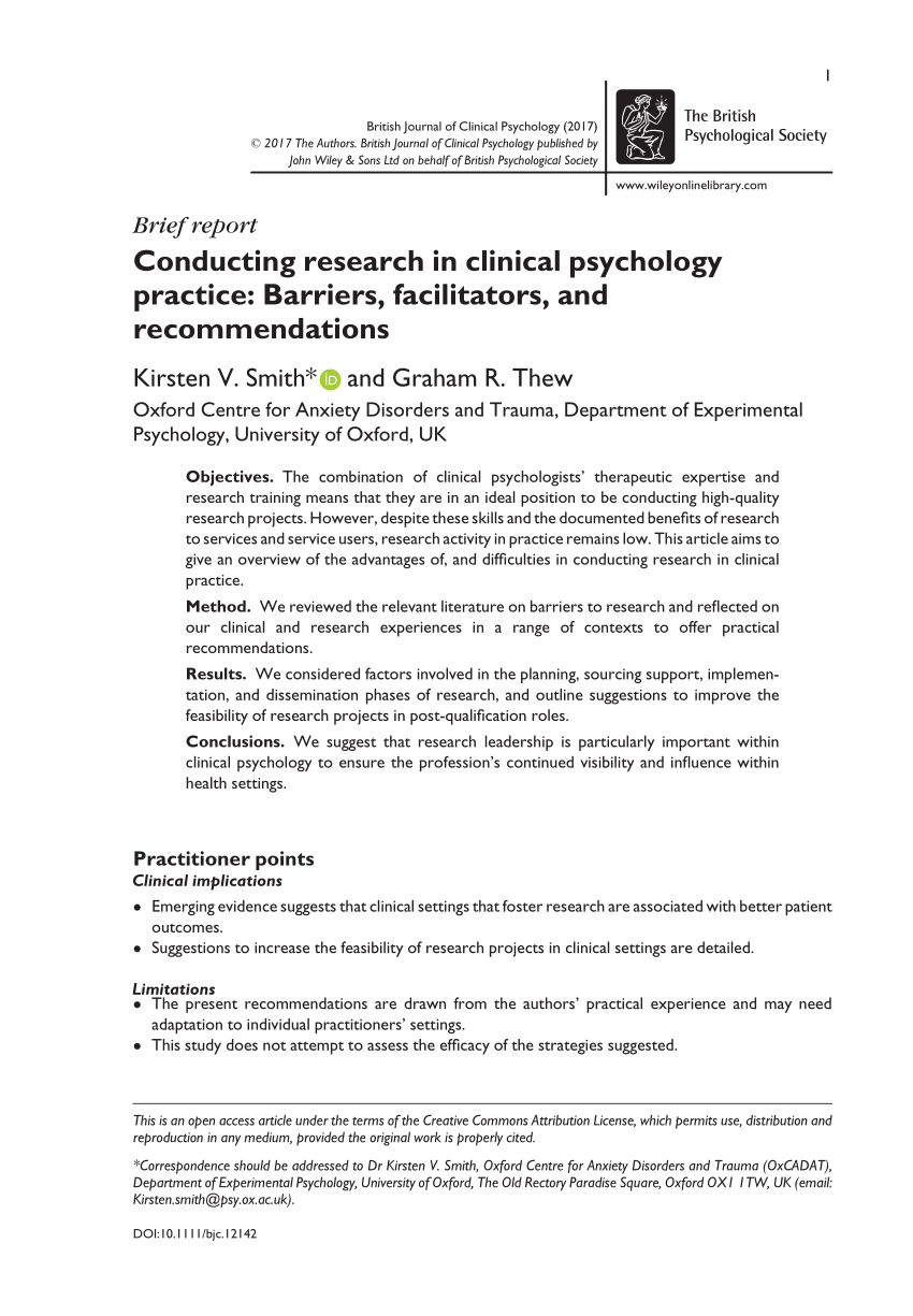 topics for research in clinical psychology
