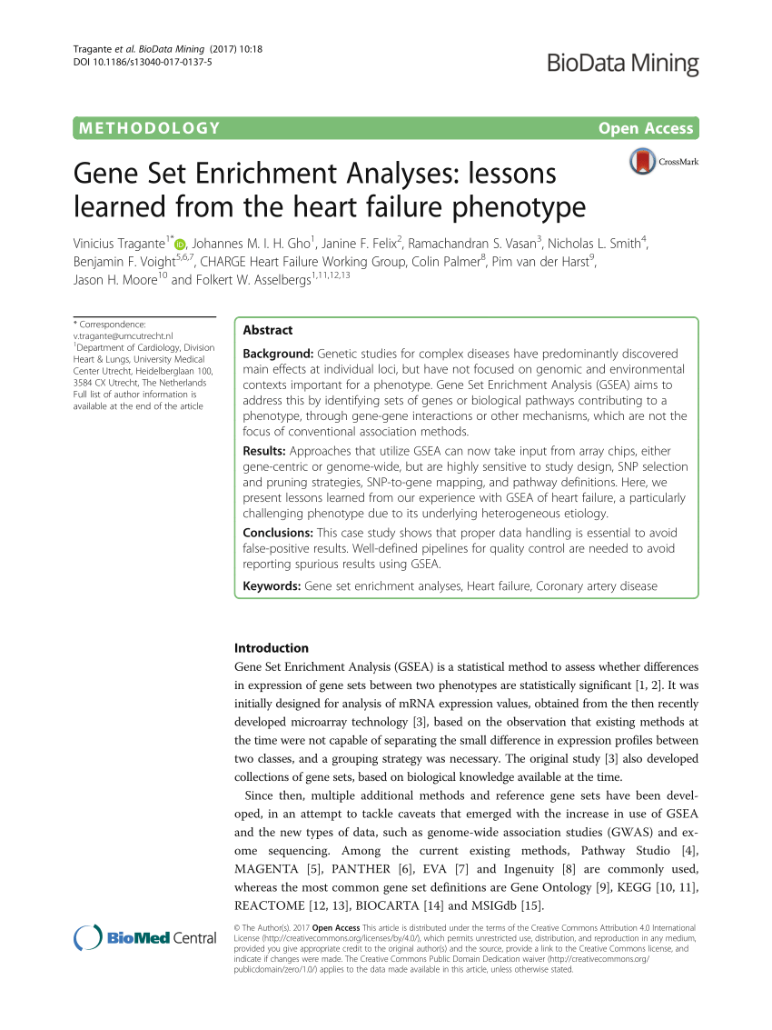 PDF) Gene Set Enrichment Analyses: Lessons learned from the heart ...