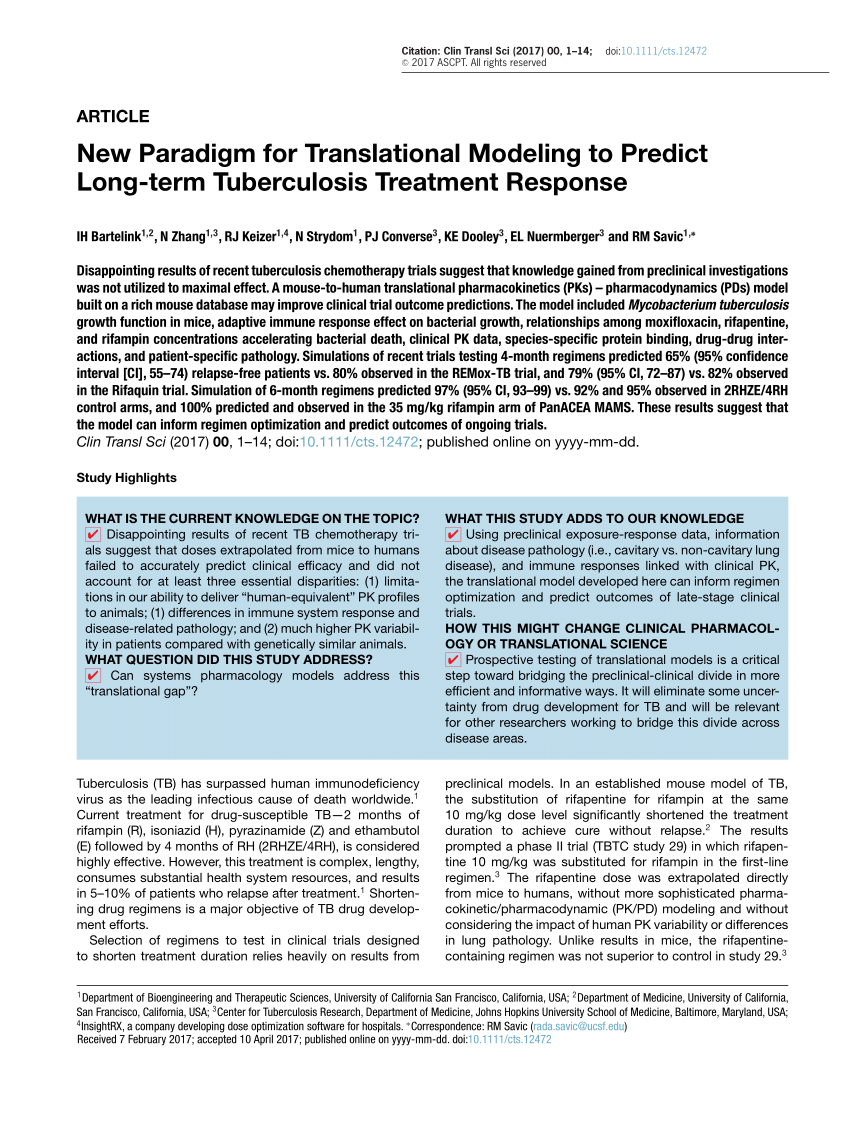 (PDF) New Paradigm for Translational Modeling to Predict 