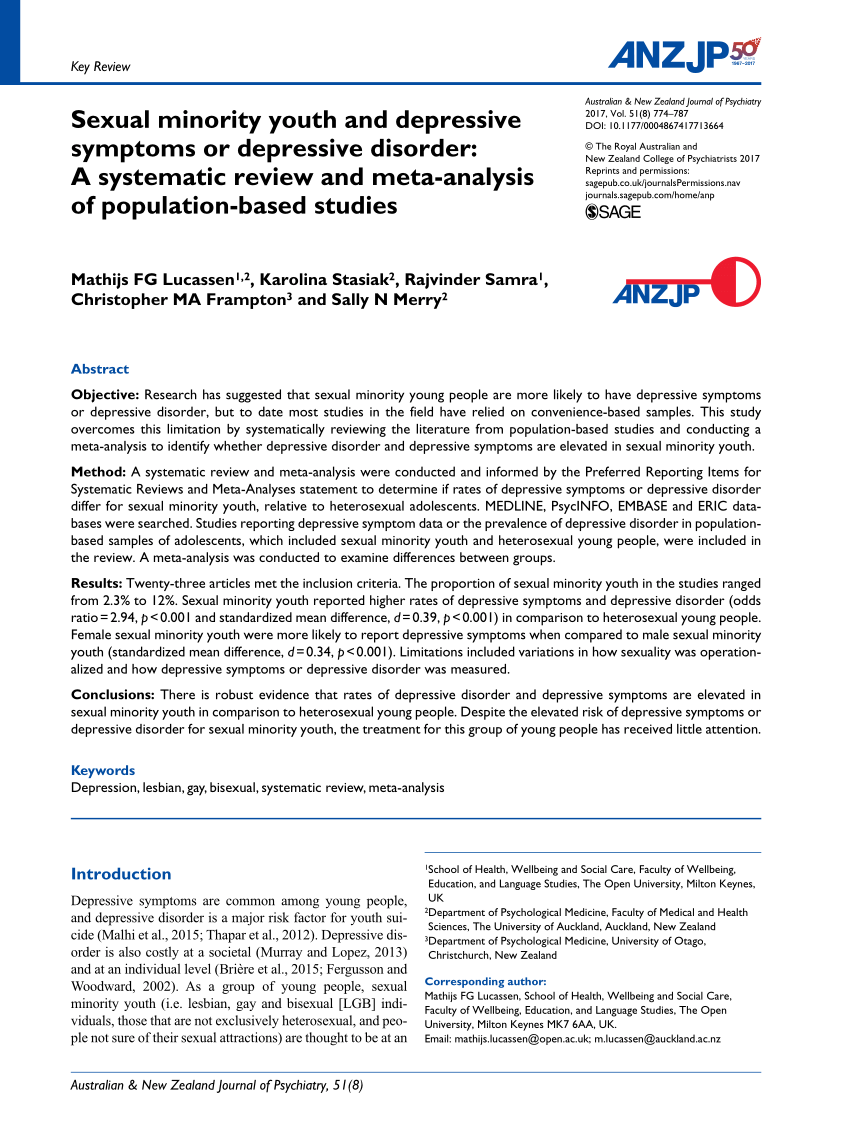 PDF Sexual minority youth and depressive symptoms or depressive