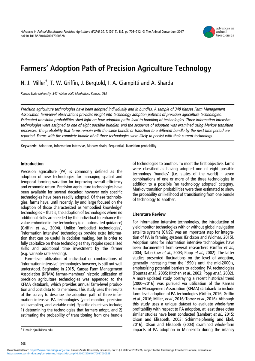 Pdf Farmers Adoption Path Of Precision Agriculture Technology