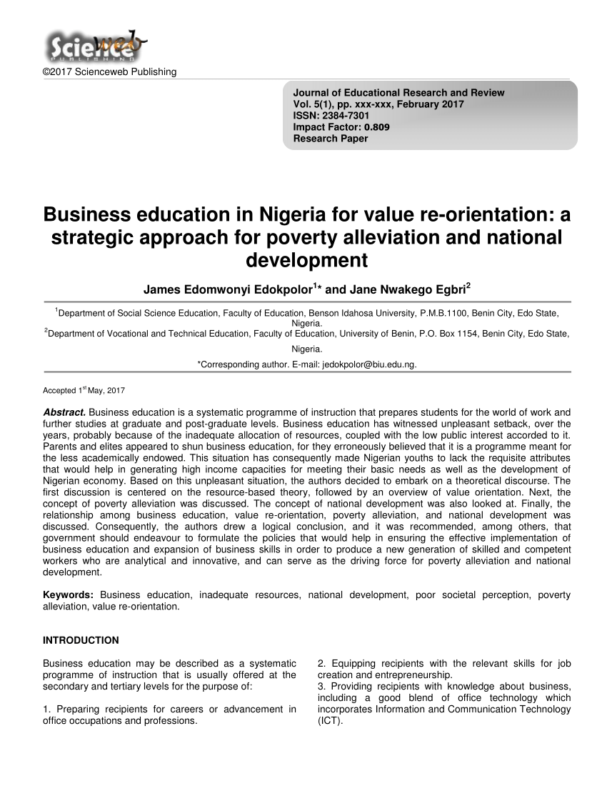 structure of business education in nigeria