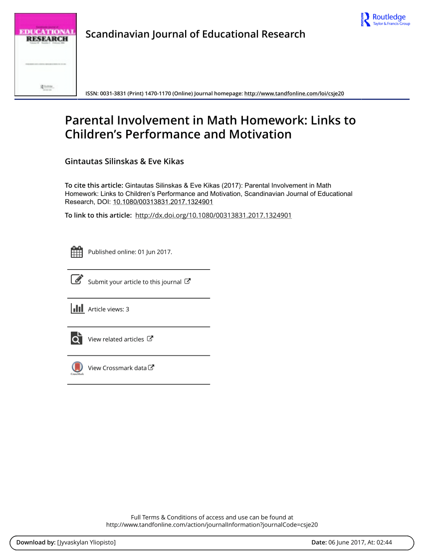 parental mathematics homework involvement