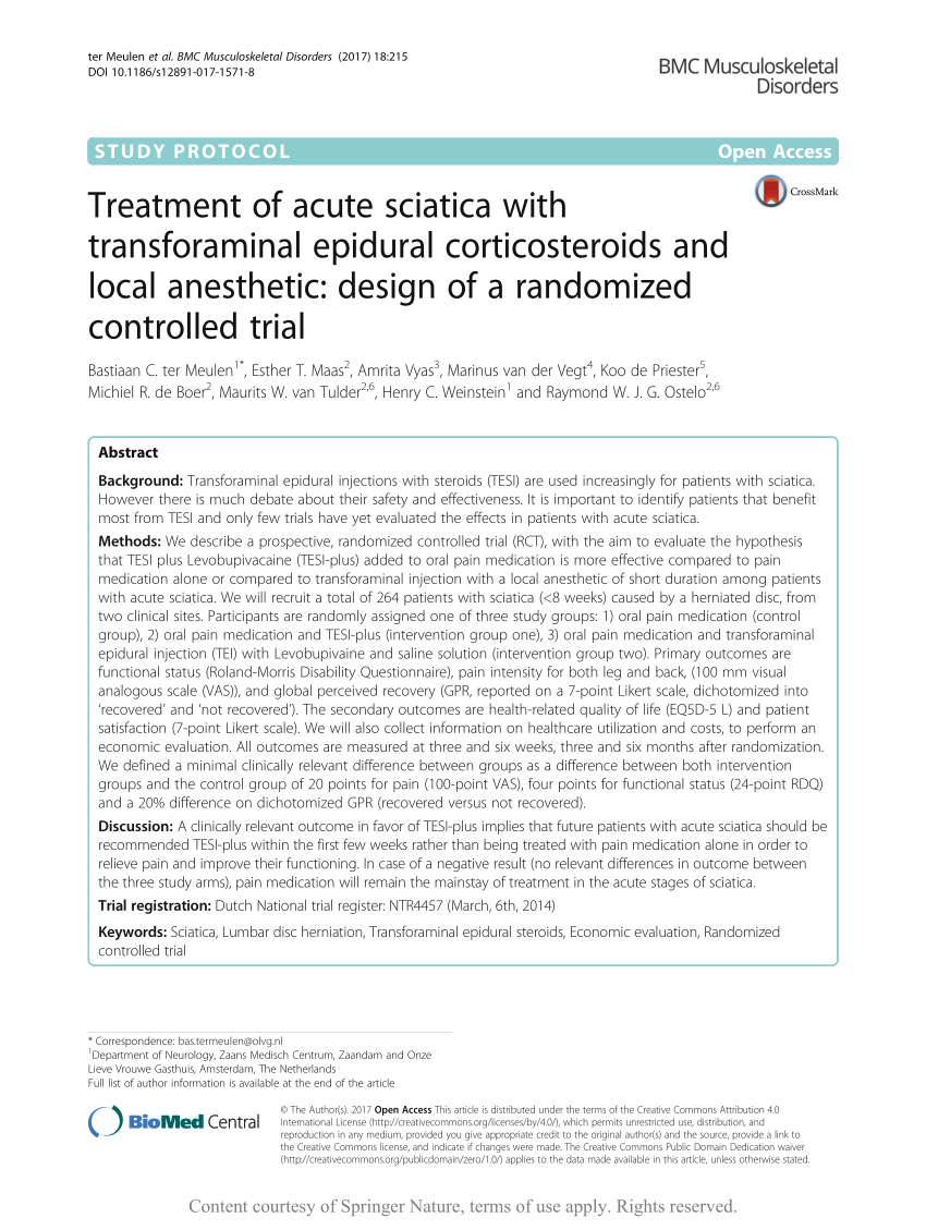 (PDF) Treatment of acute sciatica with transforaminal epidural ...