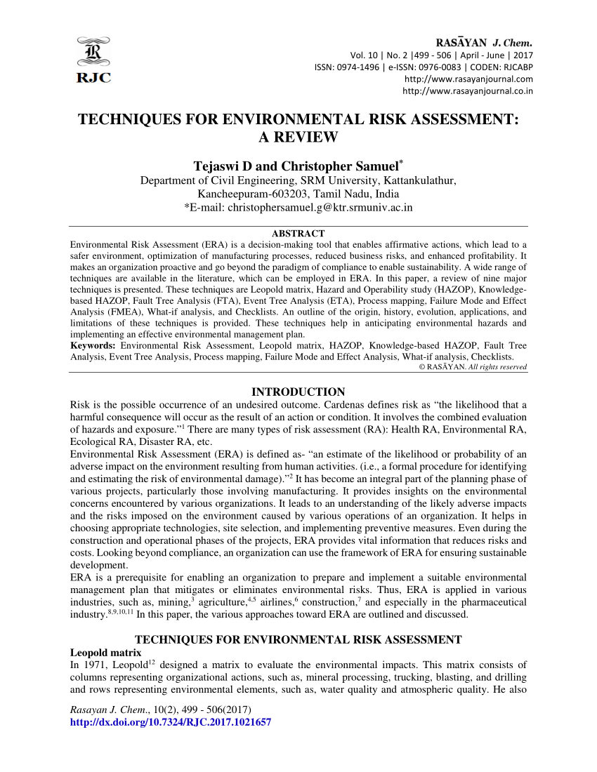 pdf-techniques-for-environmental-risk-assessment-a-review