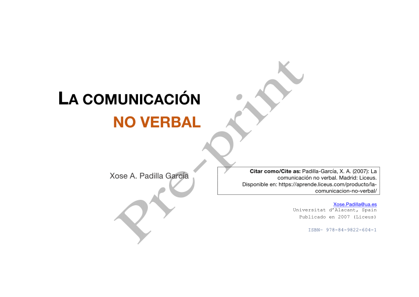 PDF) La comunicación no verbal