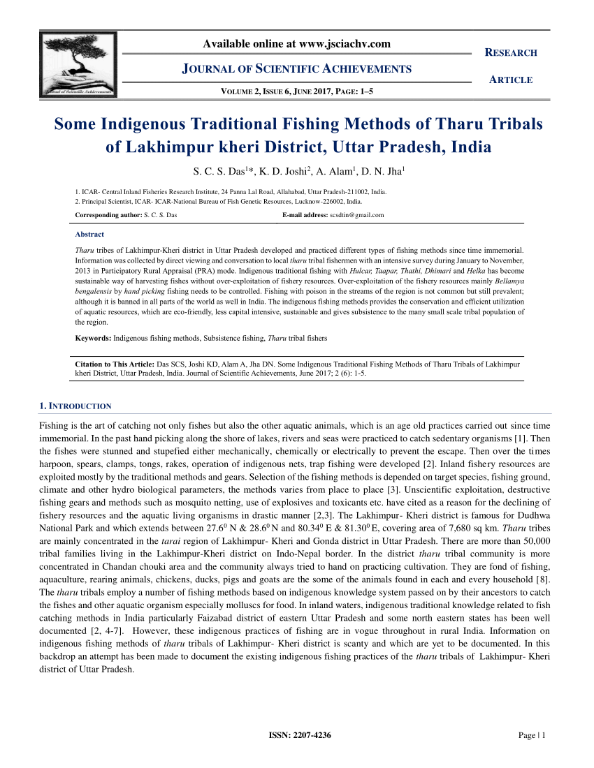 PDF) Some Indigenous Traditional Fishing Methods of Tharu Tribals