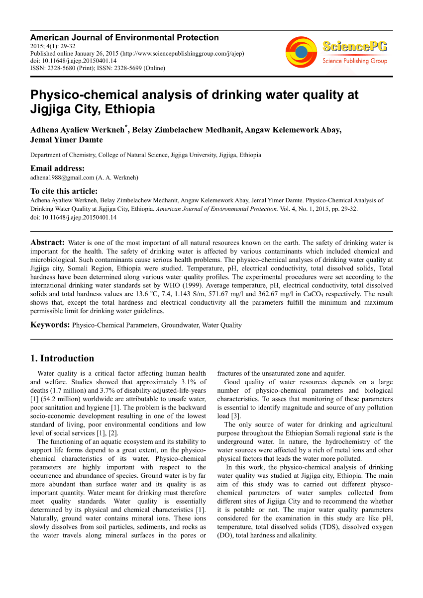 water quality analysis research paper pdf
