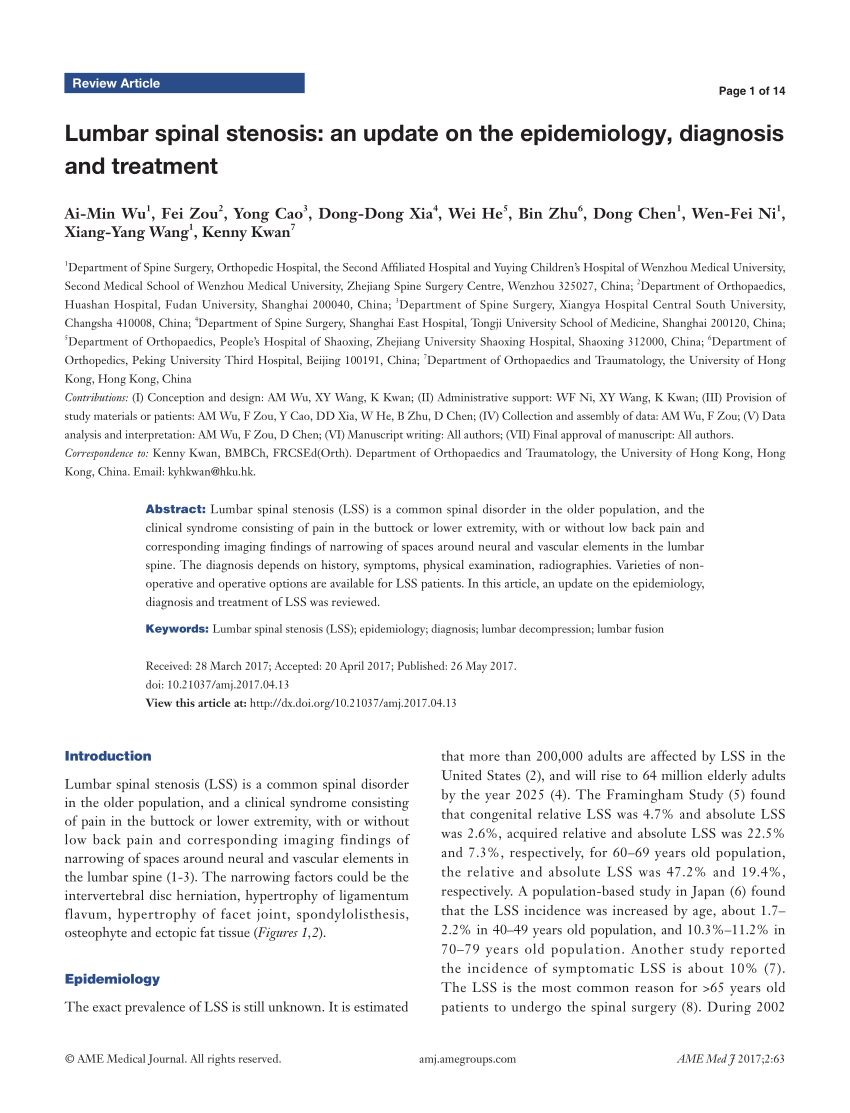 pdf) lumbar spinal stenosis: an update on the epidemiology