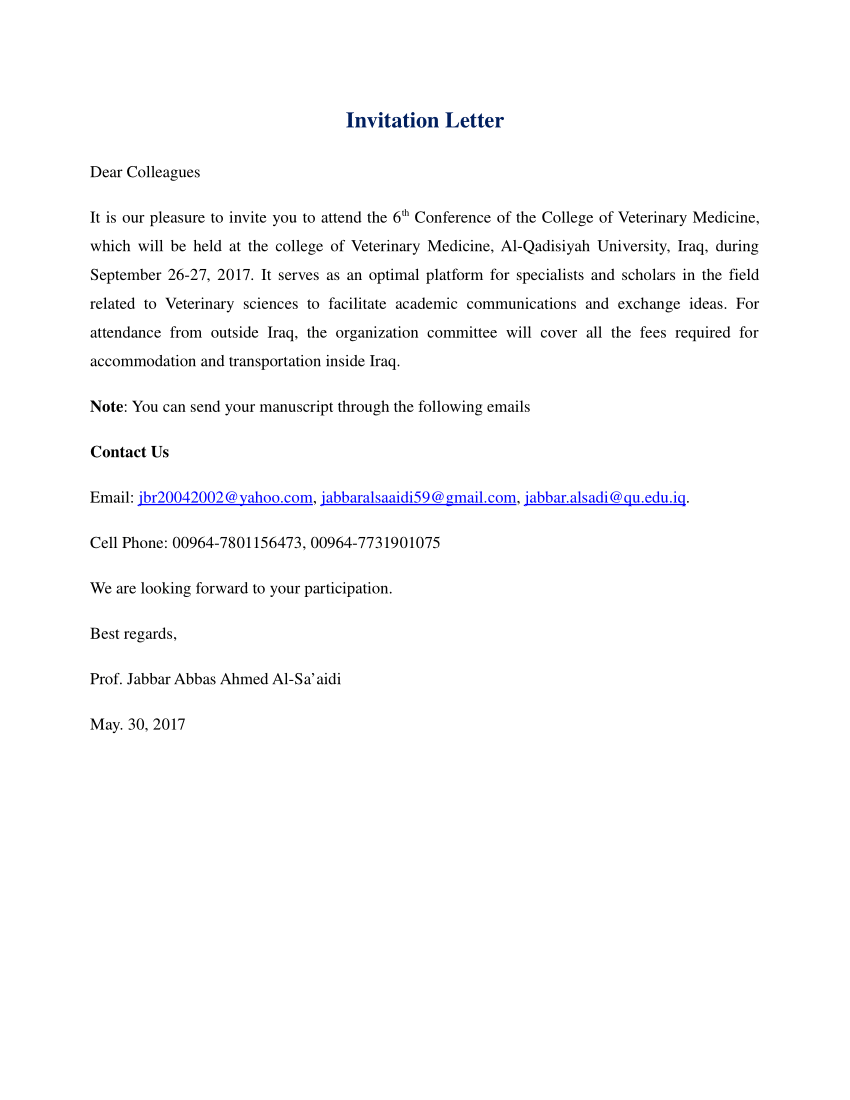 (PDF) Invitation Letter