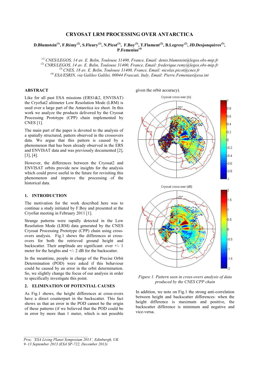 Pdf Cryosat Lrm Processing Over Antarctica