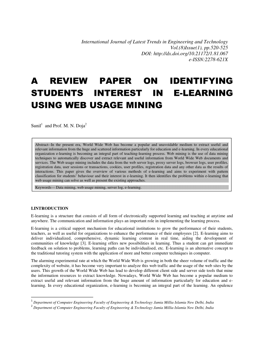 latest research papers on e learning