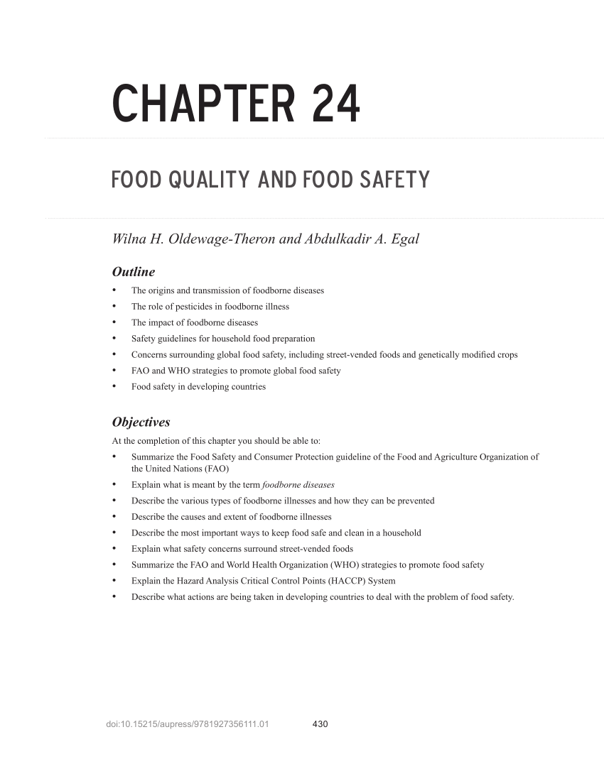 food safety and quality control research paper