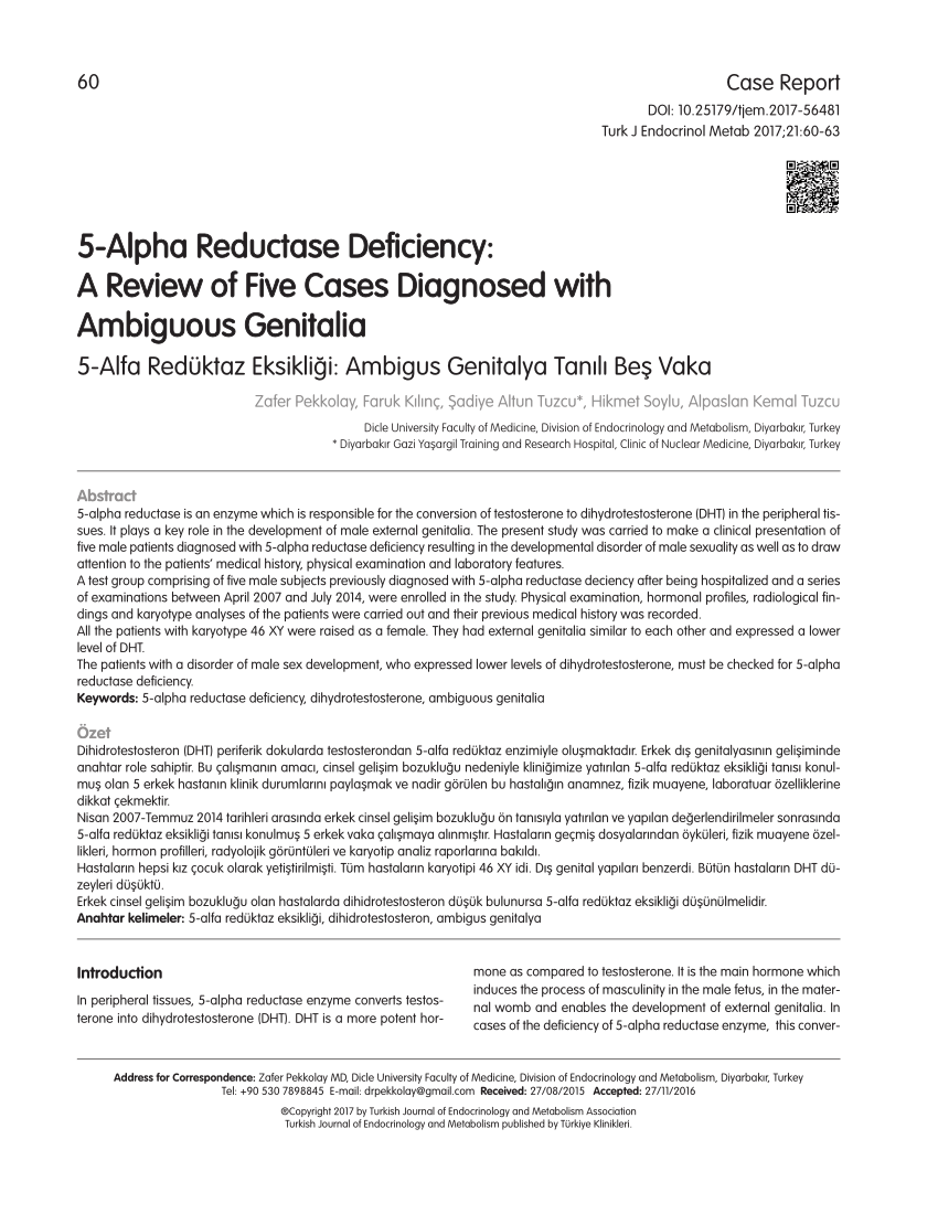 Pdf 5 Alpha Reductase Deficiency A Review Of Five Cases Diagnosed With Ambiguous Genitalia