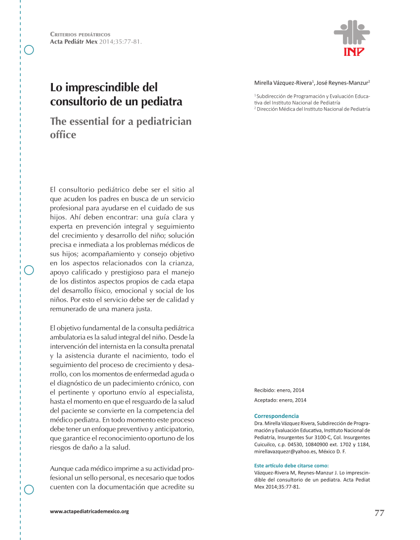 PDF) Lo imprescindible del consultorio de un pediatra