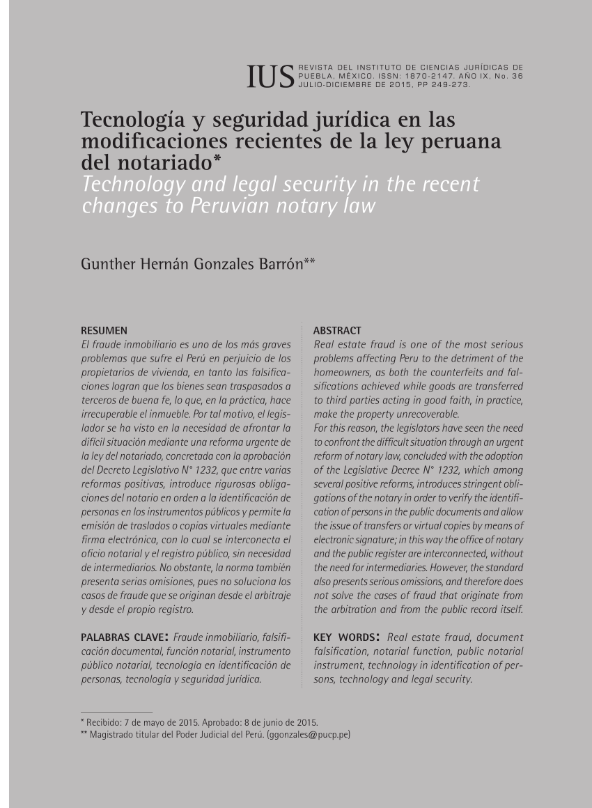 (PDF) Technology and legal security in the recent changes to Peruvian