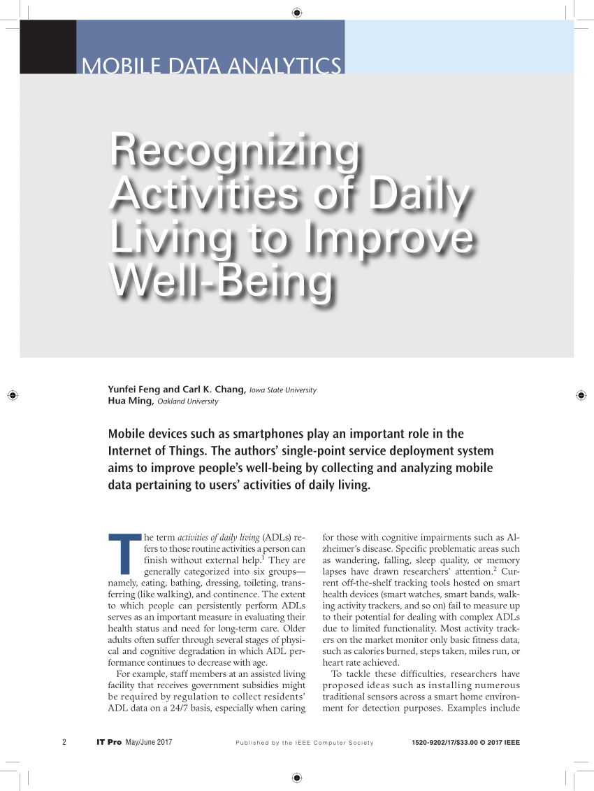 Pdf Recognizing Activities Of Daily Living To Improve Well Being