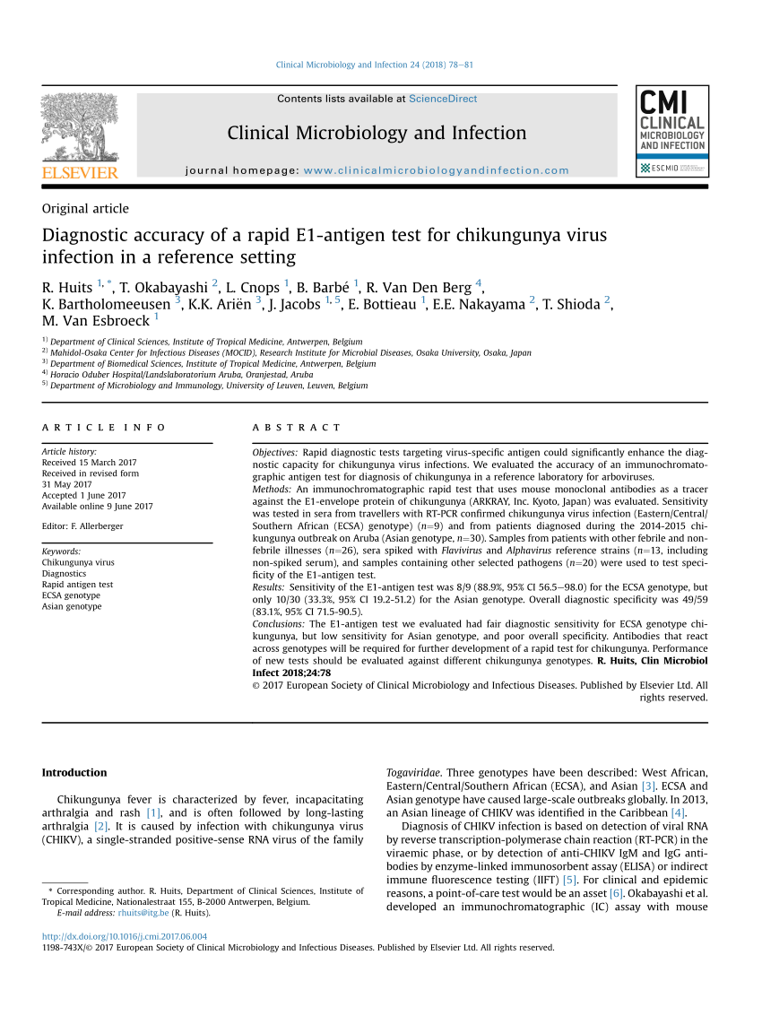 (PDF) Diagnostic accuracy of a rapid E1-antigen test for Sns-Brigh10