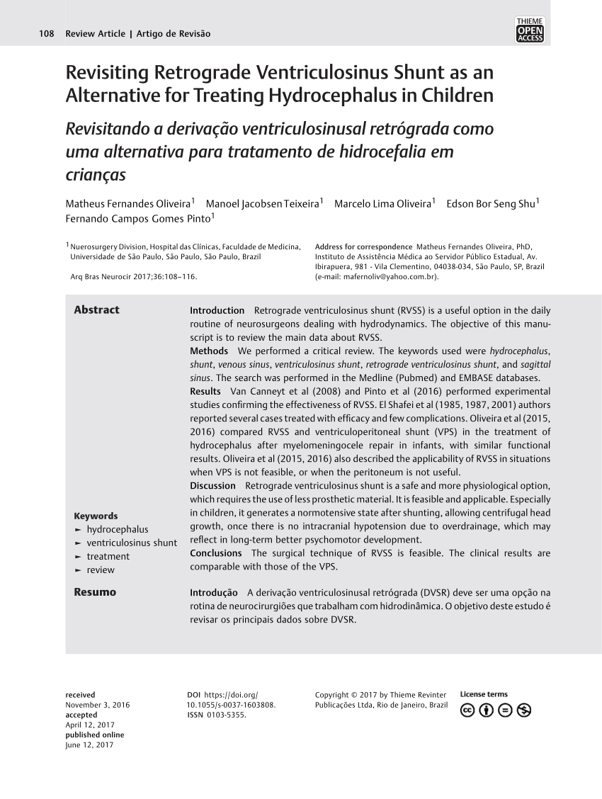 PDF) Revisiting Retrograde Ventriculosinus Shunt as an Alternative