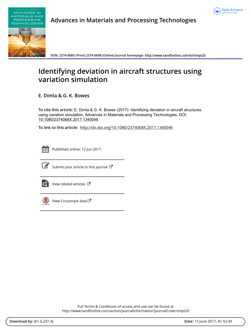 (PDF) Identifying deviation in aircraft structures using variation