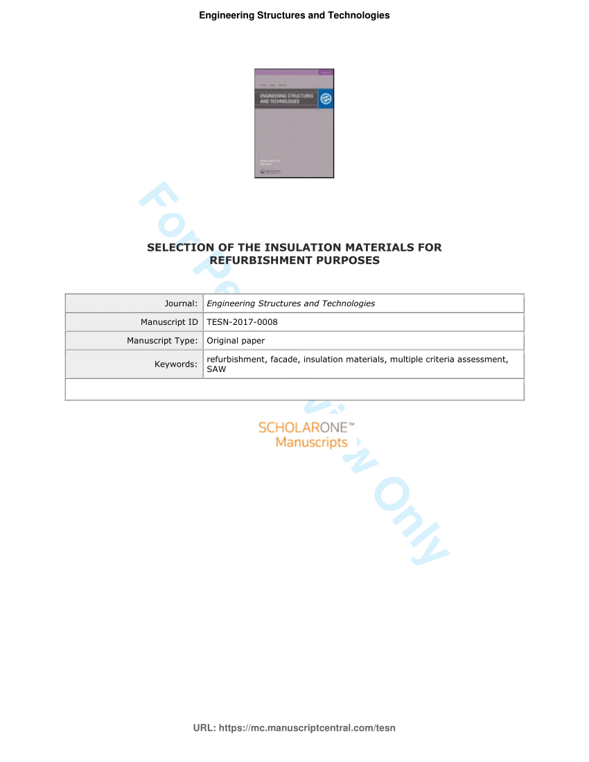 PDF) Selection of the insulation materials for refurbishment purposes