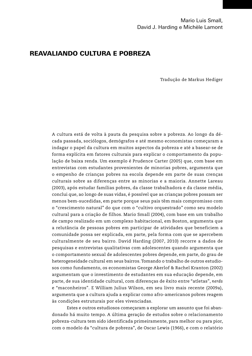 PDF) REAVALIANDO CULTURA E POBREZA