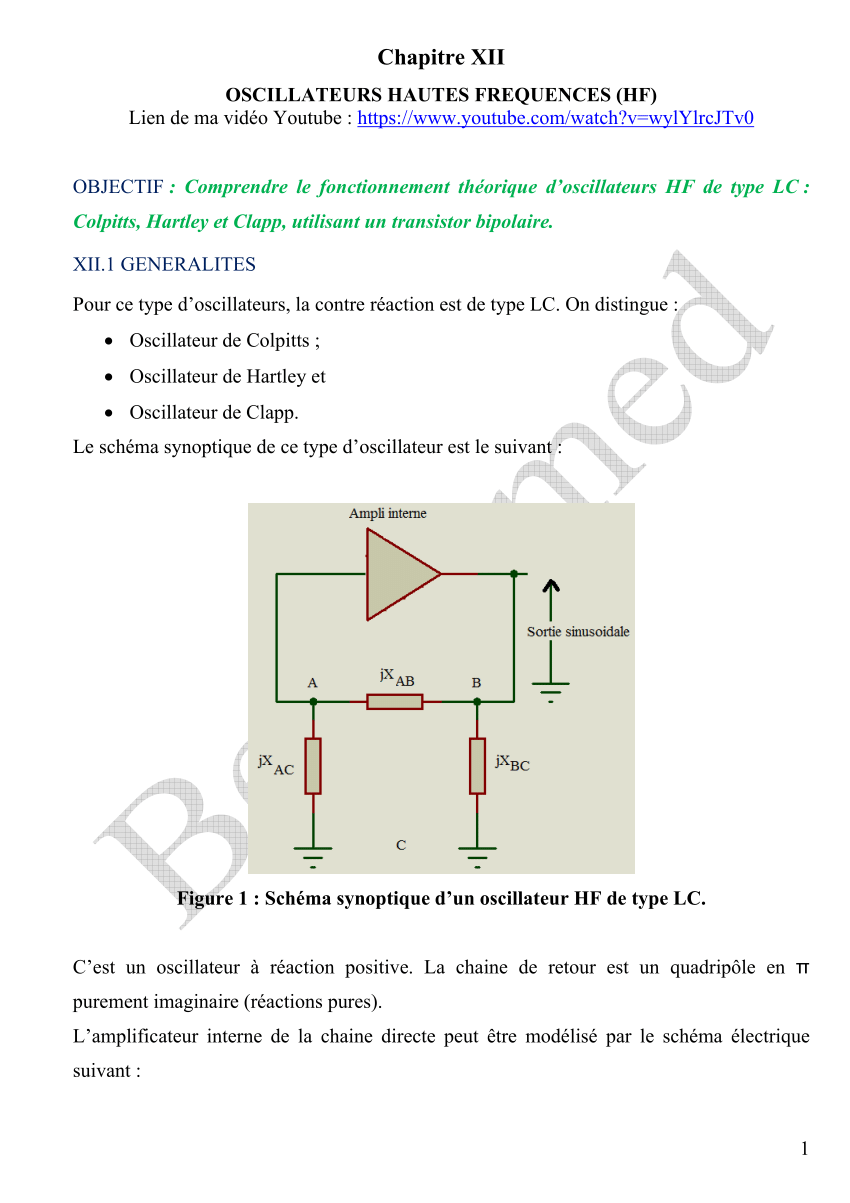 Pdf Oscillateurs Hf De Type Lc Colpitts Hartley Et Clapp Utilisant Un Transistor Bipolaire