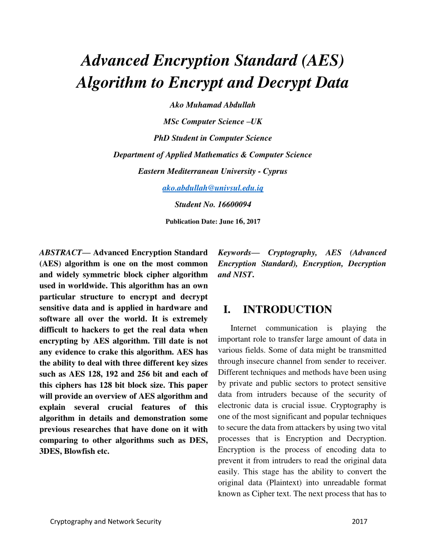 research papers on encryption algorithms