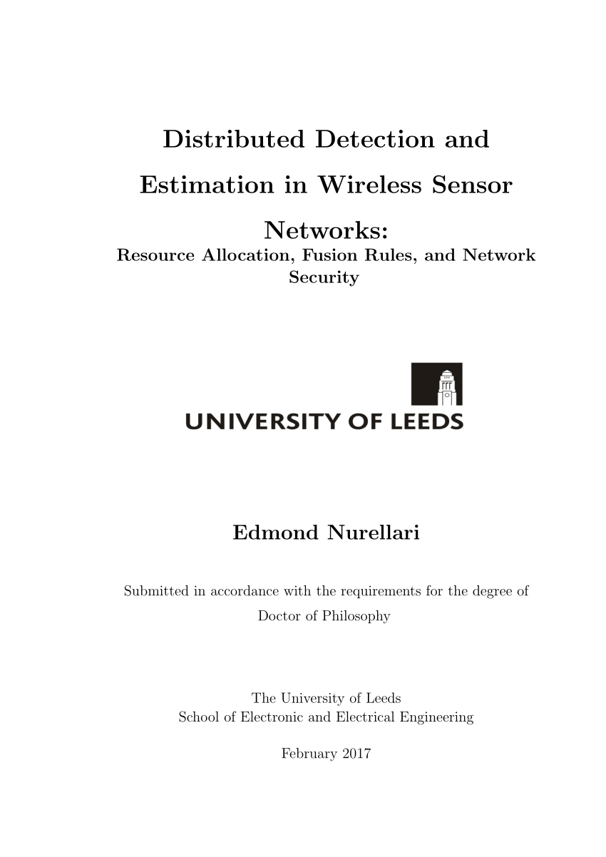 Phd thesis on wireless sensor network security