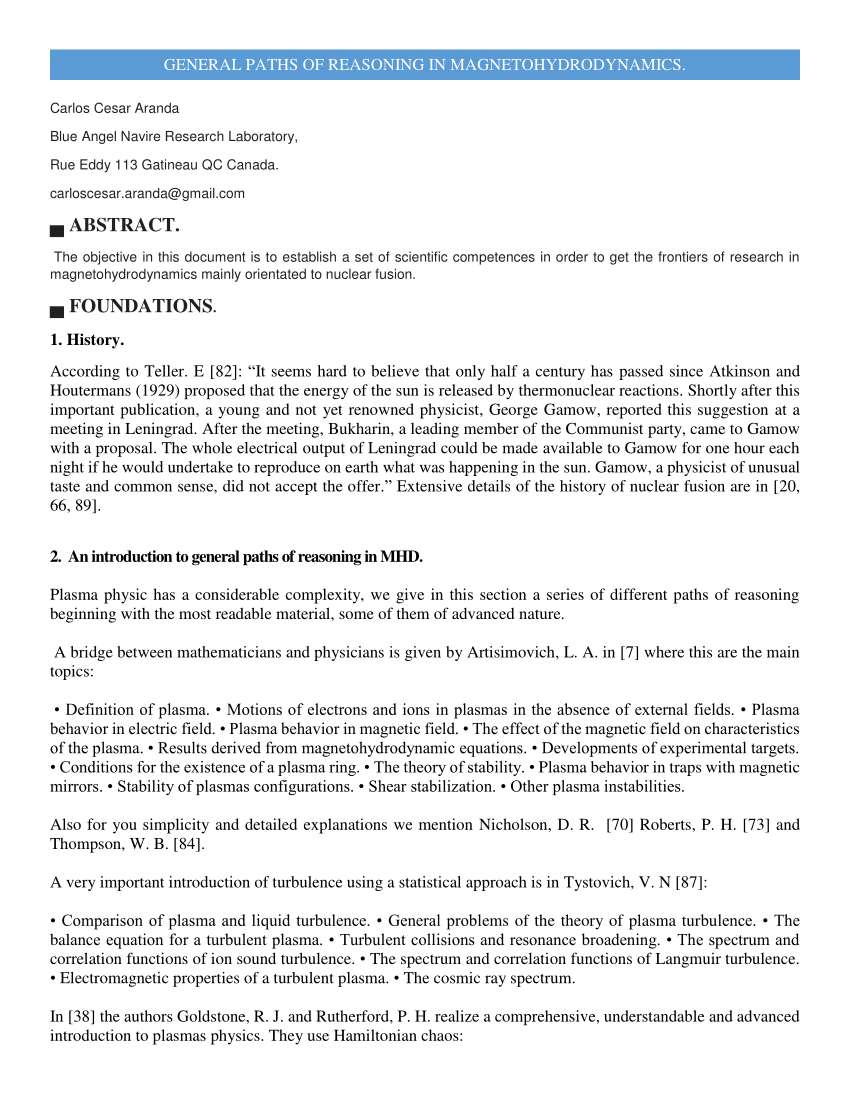 PDF) GENERAL PATHS OF REASONING IN MAGNETOHYDRODYNAMICS.