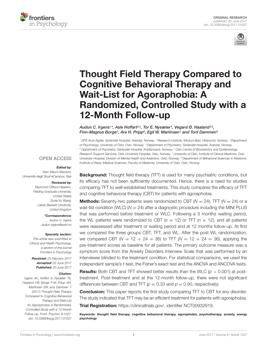 thought field therapy scientifc studies