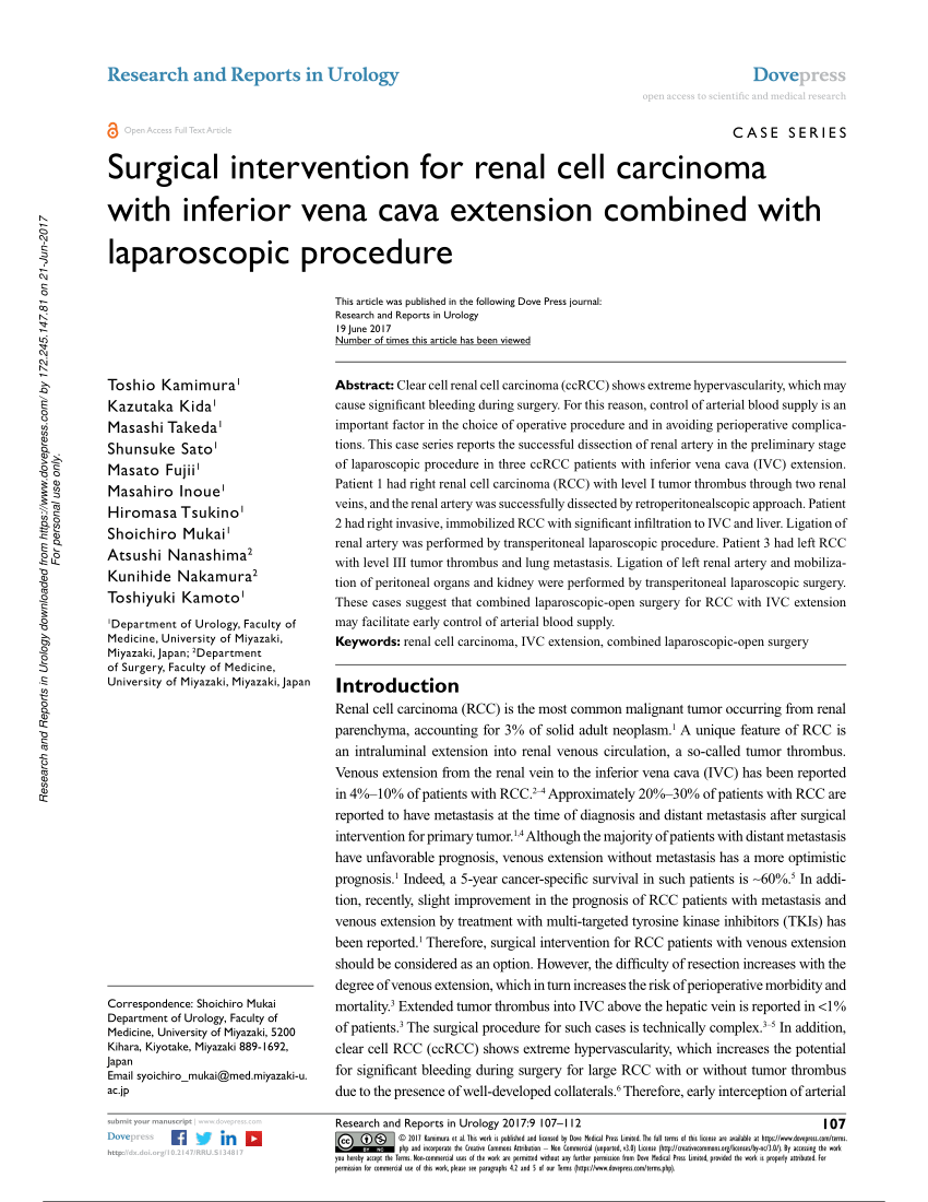 (PDF) Surgical intervention for renal cell carcinoma with inferior vena ...