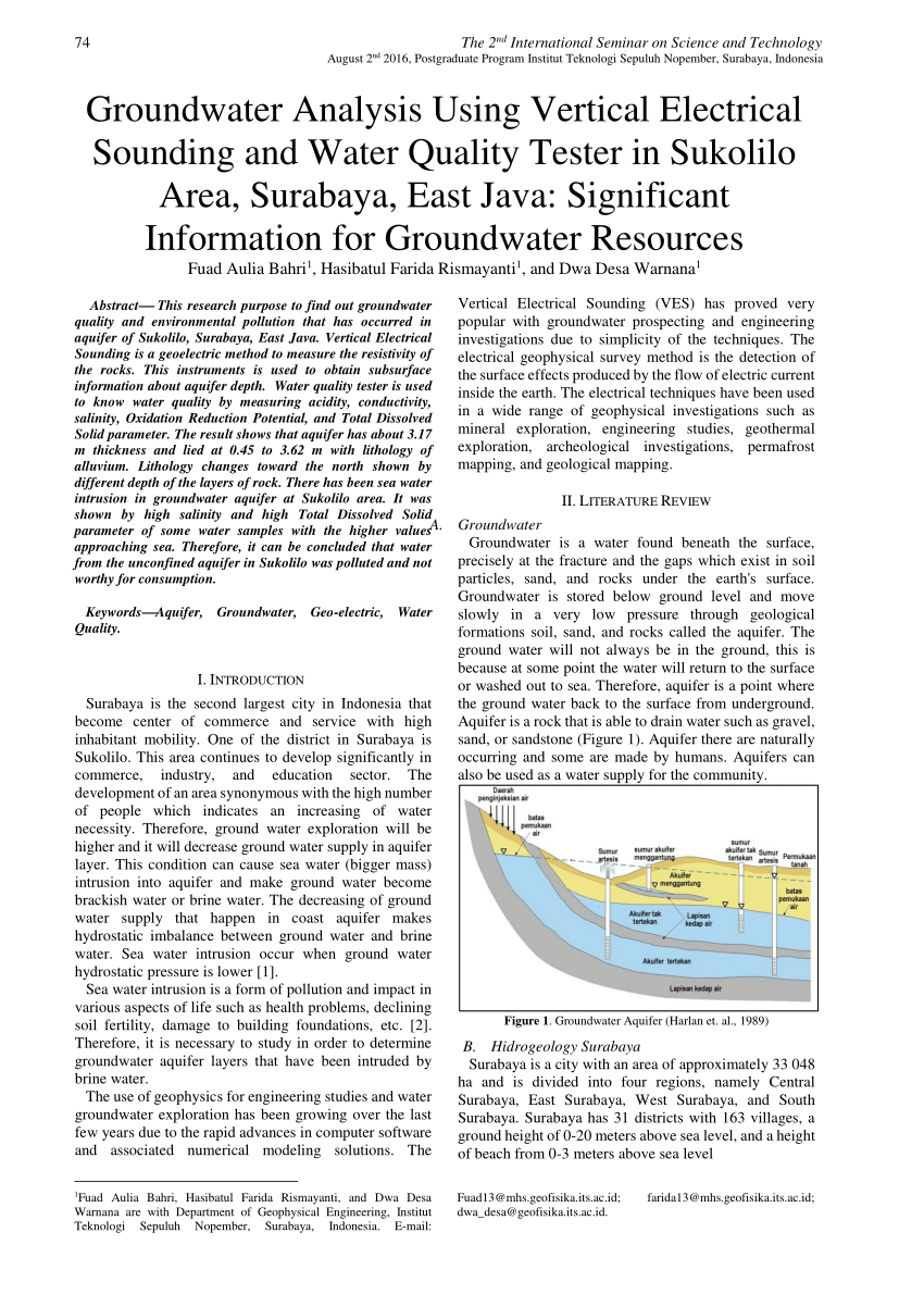 groundwater analysis research papers pdf