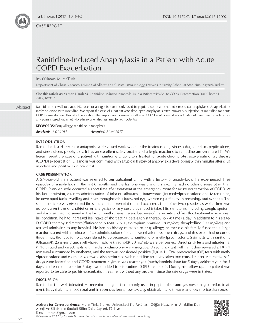 pdf ranitidine induced anaphylaxis in a patient with acute copd exacerbation