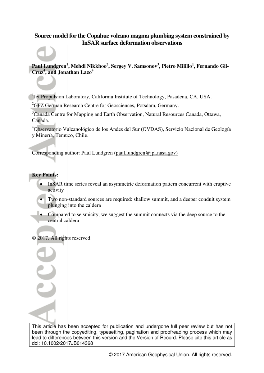 PDF) Source model for the Copahue volcano magma plumbing system