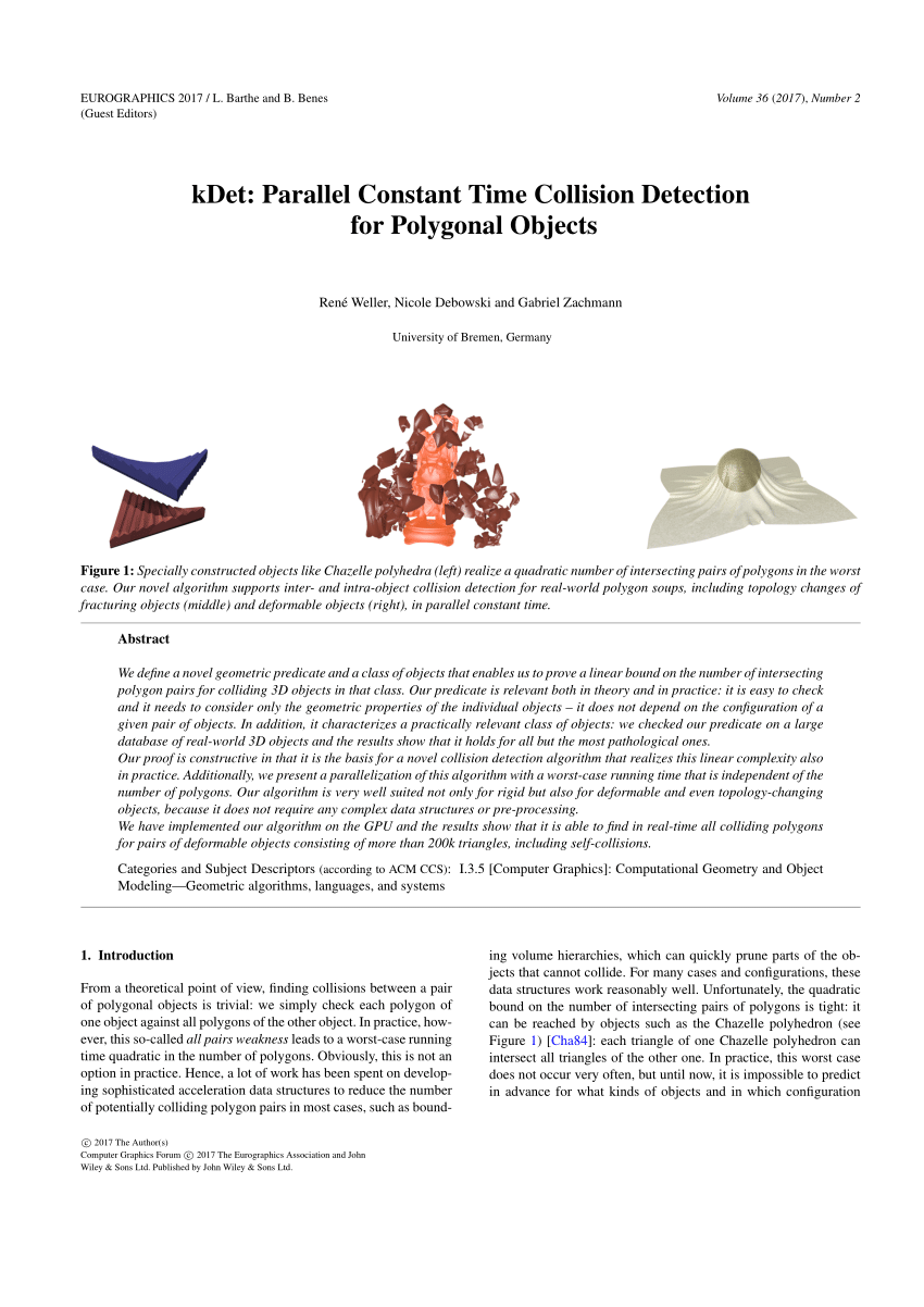 Pdf Kdet Parallel Constant Time Collision Detection For