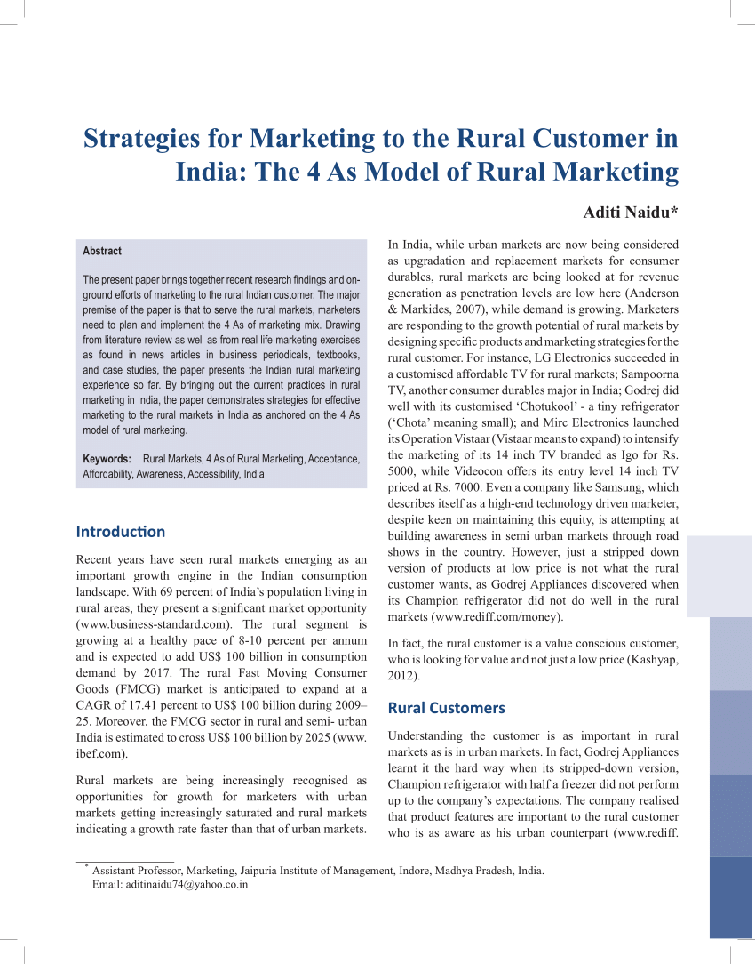 research paper on rural marketing pdf