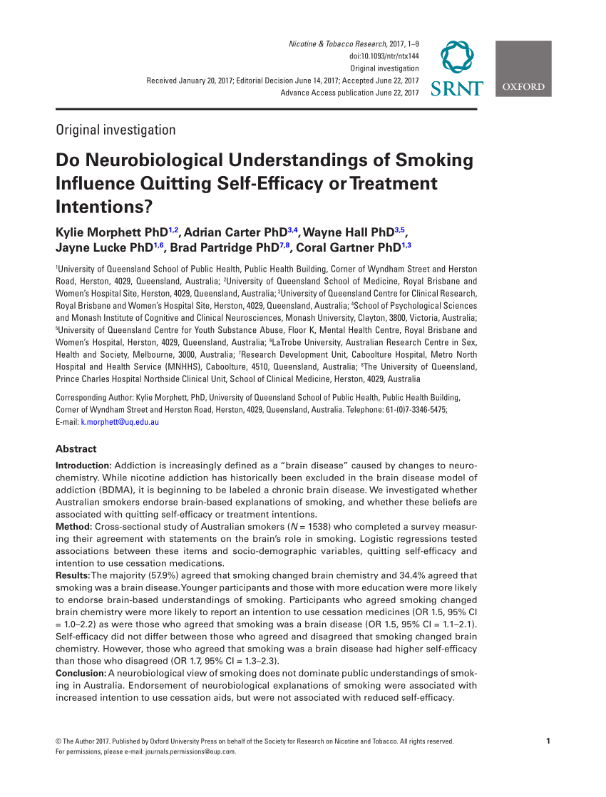 (PDF) Do Neurobiological Understandings of Smoking Influence Quitting ...